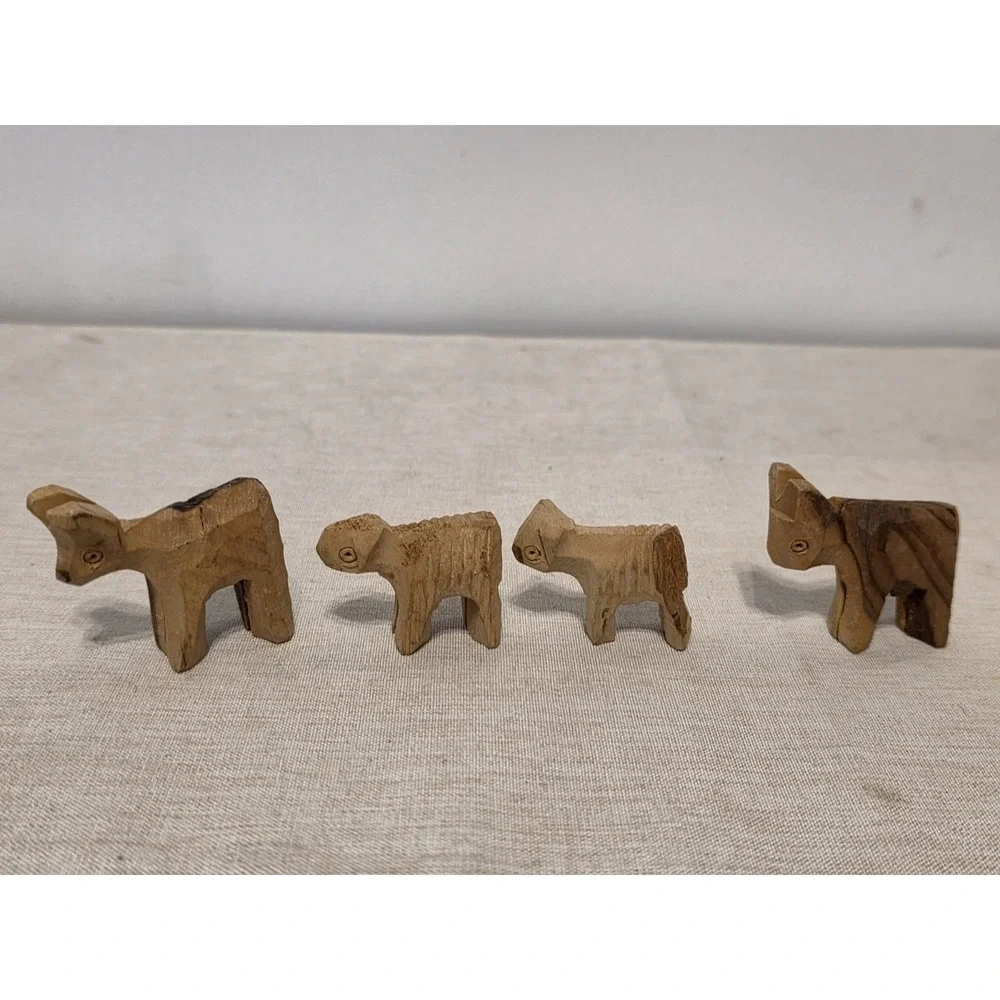 Vintage Hand Carved Wood Nativity Set 20 Pieces Christmas Decor